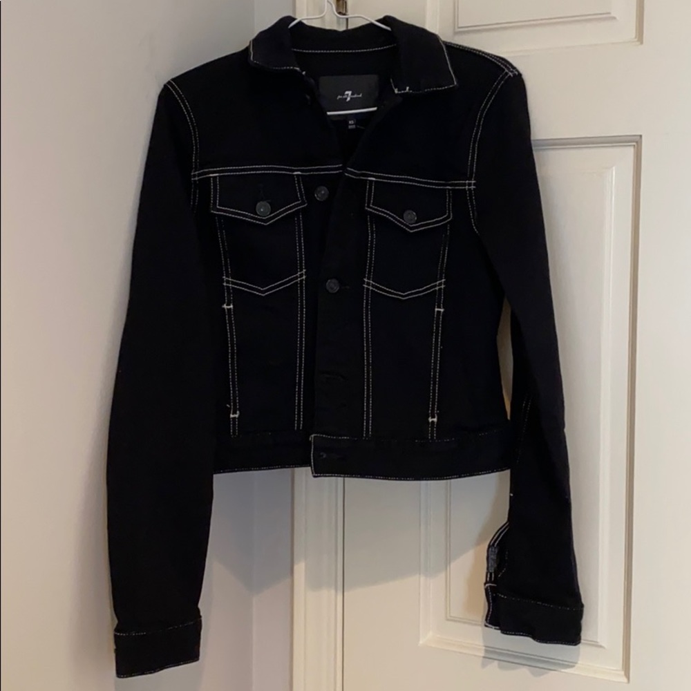 7 for all mankind black denim jacket stitch